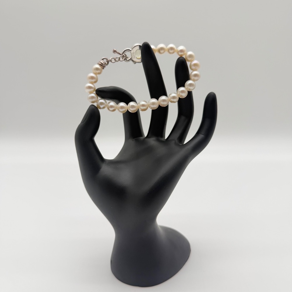 Michael Dawkins Sterling Silver 925 Pearl and Green Quartz Toggle Bracelet